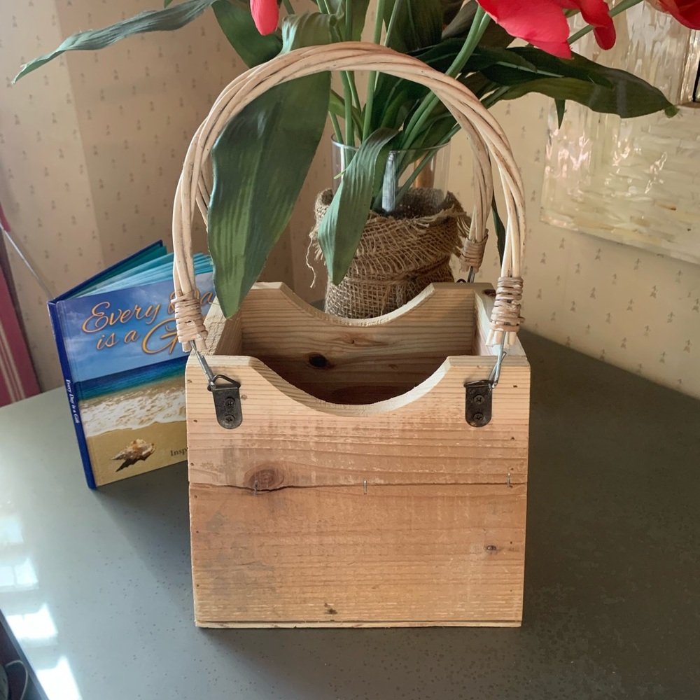 Kalalou, NEW NEVER USED, recycled wood handbag shape planter or organization box